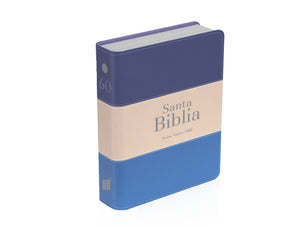 Biblia RVR 1960 Bolsillo Símil Piel Tricolor Azul Oscuro Beige Azul Medio