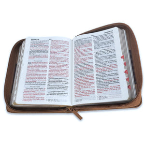Biblia RVR 1960 Bolsillo Duotono Café Símil Piel con Índice y Cierre