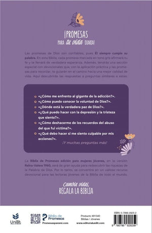 Biblia RVR 1960 de Promesas Edición para Mujeres Jóvenes Tapa Dura