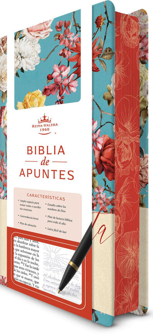 Biblia RVR 1960 de Apuntes Tapa Dura, Azul Celeste con Flores (Edición Cantos Pintados)