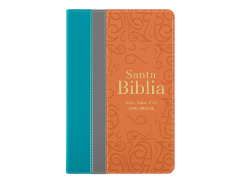 Image of Biblia RVR 1960 Letra Grande Tamaño Manual Tricolor Cian Oscuro Gris Marrón con Cierre e Índice