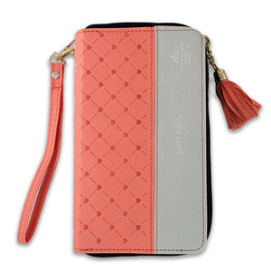 Biblia RVR 1960 Chequera Coral Gris Claro Símil Piel con Cierre