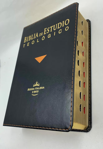 Image of Biblia RVR 1960 de Estudio Teológico Tamaño Personal Negro Símil Piel con Índice