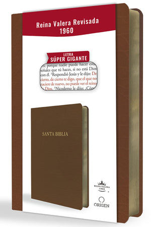 Biblia RVR 1960 Letra Súper Gigante Marrón Símil Piel