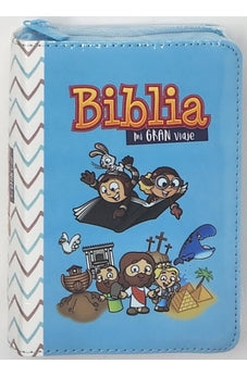 Biblia RVR 1960 para Niños Mi Gran Viaje Azul Símil Piel con Cierre