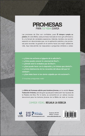 Biblia NTV de Promesas Edición para Hombres Jóvenes Tapa Dura