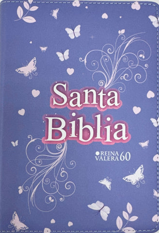 Image of Biblia RVR 1960 Compacta Símil Piel Juvenil Mariposa Lila