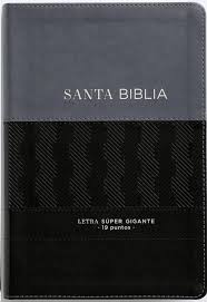 Biblia RVR 1960 Letra Súper Gigante Símil Piel Negro Azul con Cierre Manual