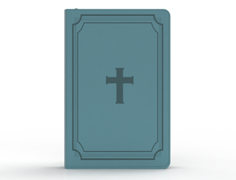 Image of Biblia RVR 1960 Letra Grande Tamaño Manual Cruz Azul Acero con Cierre e Índice