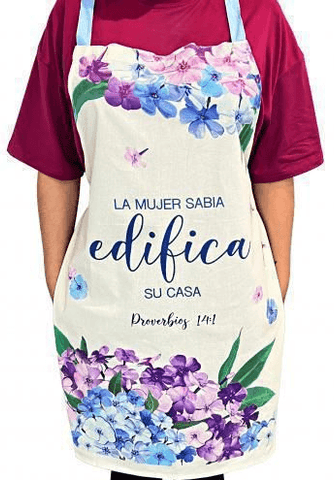 Image of Delantal/mandil de algodón. La mujer sabia edifica