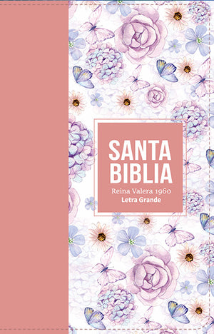 Biblia RVR 1960 Letra Grande Tamaño Manual Símil Piel Rosa Claro