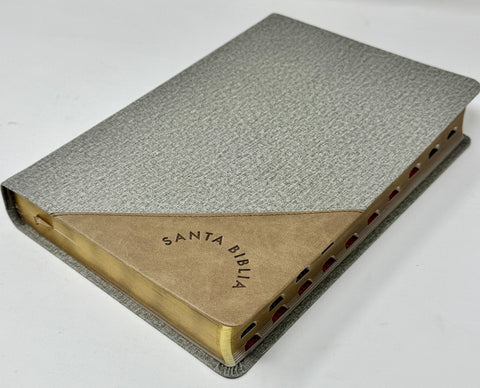 Image of Biblia RVR 1960 Súper Gigante Gris Marrón Símil Piel con Índice *IRREGULAR*