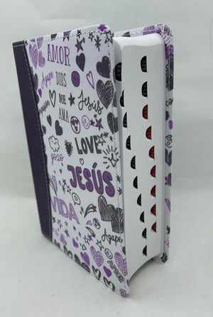 Biblia RVR 1960 Bolsillo Símil Piel Lila con Índice