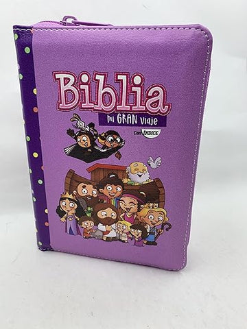 Image of Biblia RVR 1960 para Niños Mi Gran Viaje Lila Símil Piel con Índice con Cierre