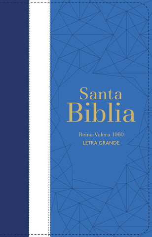 Image of Biblia RVR 1960 Letra Grande Tamaño Manual Tricolor Azul Crema Azul Marino con Cierre e Índice