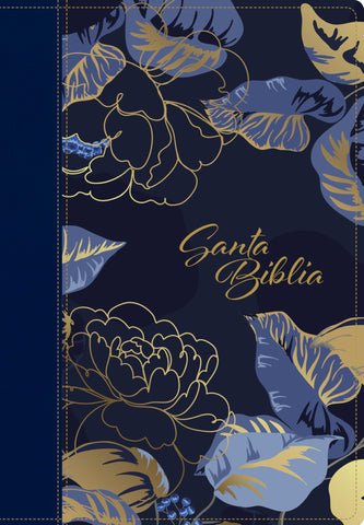 Image of Biblia NTV Letra Grande Tamaño Manual con Filament Símil Piel Azul Oscuro Letra Roja