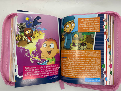 Image of Biblia RVR 1960 Mi Gran Viaje Rosa Corazones Bolsillo Cierre Índice