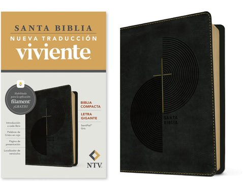 Image of Biblia NTV Compacta Letra Gigante con Filament Símil Piel Gris Letra Roja