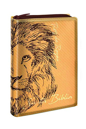 Biblia RVR 1960 Letra Grande Palabras de Jesús en Rojo Concordancia Tapa Dorada León Canto Dorado con Índice y Cierre