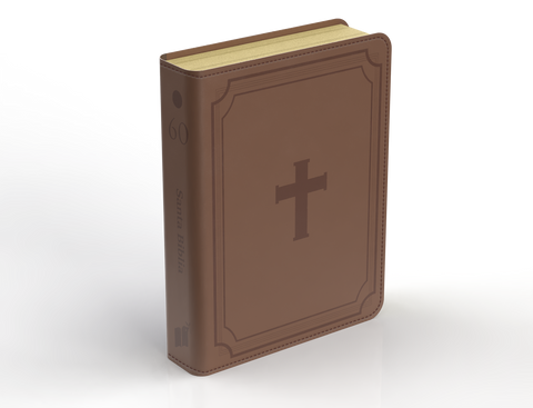 Image of Biblia RVR 1960 Compacta Letra Grande 11 Puntos Símil Piel Cruz Marrón