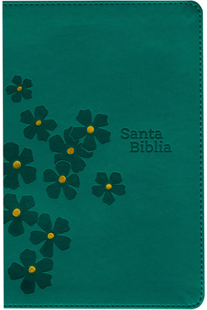 Biblia NTV Compacta Letra Gigante con Filament Símil Piel Turquesa Floral Letra Roja