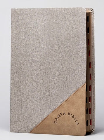 Image of Biblia RVR 1960 Súper Gigante Gris Marrón Símil Piel con Índice *IRREGULAR*