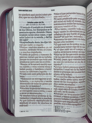 Image of Biblia Letra Súper Gigante Símil Piel Tricolor Azul Rosa Lila