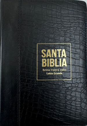Biblia RVR 1960 Compacta Letra Grande 11 puntos Símil Piel Piel Negro con Cierre y Índice