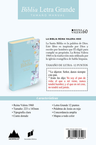 Image of Biblia RVR 1960 Letra Grande Tamaño Manual Símil Piel Azul Claro