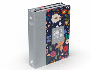 Biblia RVR 1960 Compacta Letra Grande 11 puntos Símil Piel plomo con Cierre y Índice