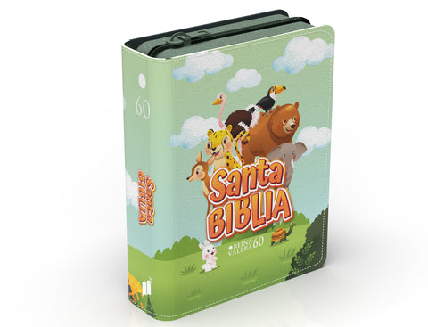 Image of Biblia RVR 1960 Bolsillo para Niños Selva Vinilo con Cierre