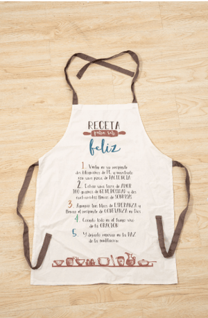 Delantal/mandil de algodón. Receta para ser feliz