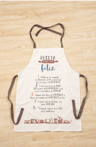 Image of Delantal/mandil de algodón. Receta para ser feliz