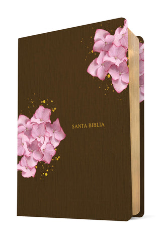Image of BIBLIA NTV DE ESTUDIO DEL DIARIO VIVIR SIMIL PIEL CAFE ROSA LETRA ROJA