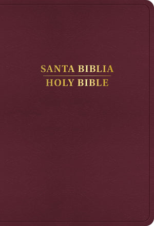 Biblia RVR 1960 KJV Bilingüe Letra Grande Borgoña Símil Piel con Índice