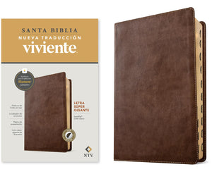 Biblia NTV Letra Súper Gigante Filament Símil Piel Café Rústico Índice