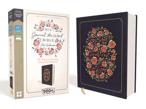 NIV, JOURNAL THE WORD BIBLE FOR WOMEN, CLOTH OVER BOARD, NAVY, RED LETTER, COMFORT PRINT: 500+ PROMPTS TO ENCOURAGE JOURNALING AND REFLECTION