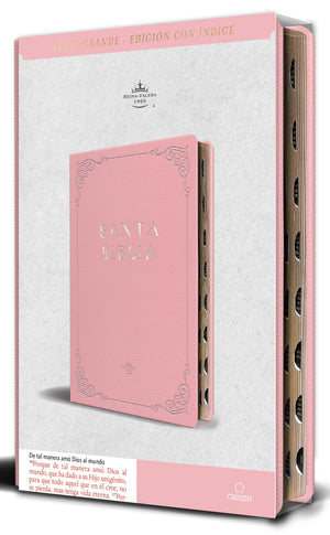Biblia RVR 1960 Letra Grande Tamaño Manual Rosada Símil Piel con Índice
