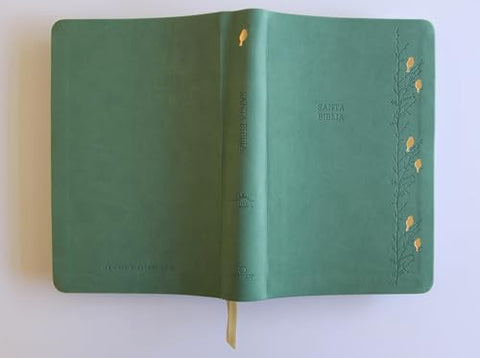 Image of Biblia RVR 1960 Letra Gigante Símil Piel Verde con Pájaros Cantos Pintados