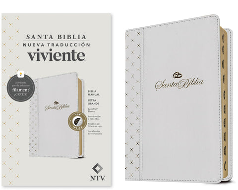 Image of Biblia NTV Manual Letra Grande con Filament Símil Piel Blanco Índice Letra Roja