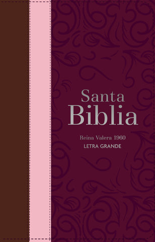 Image of Biblia RVR 1960 Letra Grande Tamaño Manual Tricolor Guinda Palo Rosa Marrón con Cierre e Índice