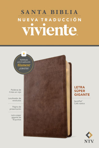 Image of Biblia NTV Letra Súper Gigante Filament Símil Piel Café Rústico