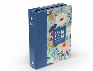 Biblia RVR 1960 Compacta Letra Grande 11 puntos Símil Piel Azul Cobalto Claro con Cierre y Índice