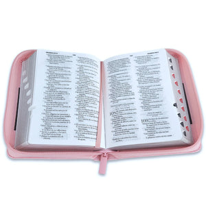 Biblia RVR 1960 Bolsillo Rosa Café Símil Piel con Índice y Cierre