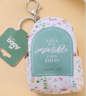 LLAVERO MOCHILA MONEDERO NADA ES IMPOSIBLE PARA DIOS