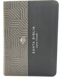 Image of Biblia RVR 1960 Letra Grande Tamaño Manual Bicolor Negro Gris Símil Piel