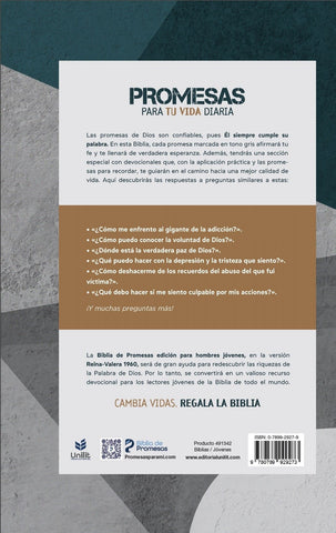 Image of Biblia RVR 1960 de Promesas Edición para Hombres Jóvenes Tapa Dura