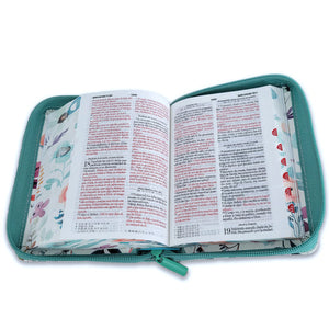 Biblia RVR 1960 Bolsillo Jardín Turquesa Símil Piel con Índice y Cierre