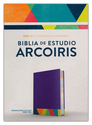 Biblia RVR 1960 de Estudio Arco Iris Símil Piel Morado Multicolor