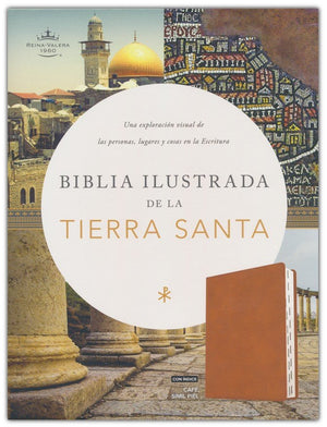 Biblia RVR 1960 Ilustrada Tierra Santa Café Símil Piel